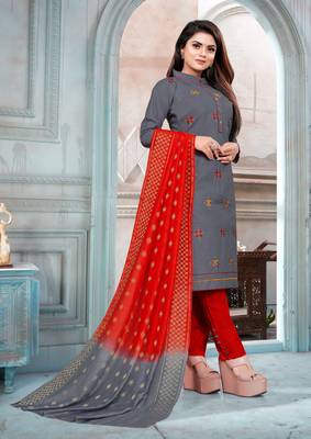 Grey Embroidered Cotton Salwar 3