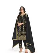 Black Color Real Mirror Embroidered Soft Silk Cotton Patiala Salwar Suit