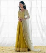 Moss Green Embroidered Organza Lehenga Set