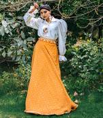 High Fashion Mustard 2-Piece Skirt Blouse Combo