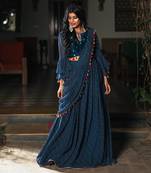 The Night Sky - Leheriya Print Drape Saree