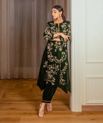 Silk Velvet A-Line Kurta Set 2