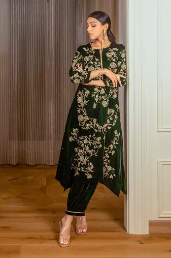 Silk Velvet A-Line Kurta Set