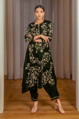 Silk Velvet A-Line Kurta Set