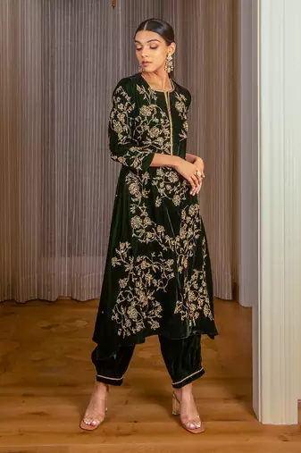 Silk Velvet A-Line Kurta Set