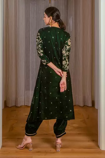 Silk Velvet A-Line Kurta Set