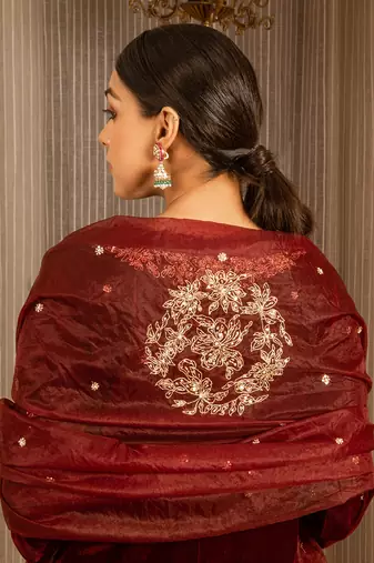 Embroidered Velvet Kurta Set