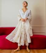 Ecru Chanderi Panel Suit