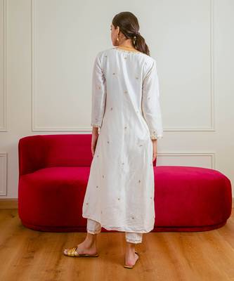 Ecru Chanderi Panel Suit 5
