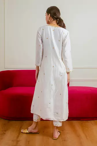 Ecru Chanderi Panel Suit