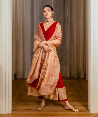 Burnt Red Layered Tunic Set 1