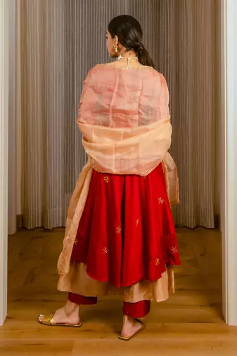 Burnt Red Layered Tunic Set
