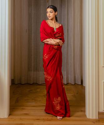 Burnt Red Silk Saree 1