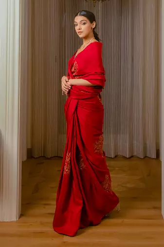 Burnt Red Silk Saree
