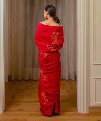 Burnt Red Silk Saree 4