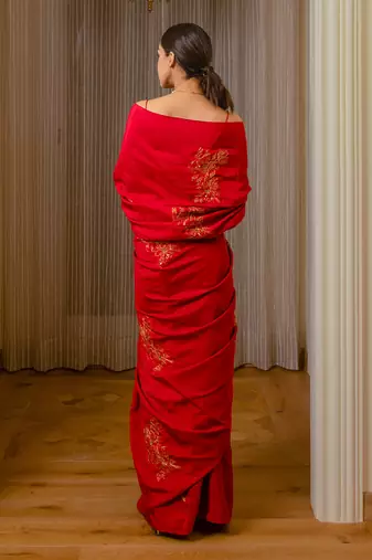 Burnt Red Silk Saree