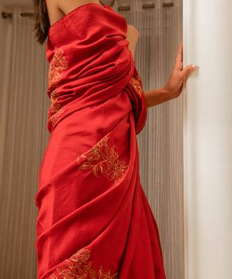 Burnt Red Silk Saree 5
