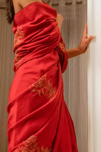 Burnt Red Silk Saree