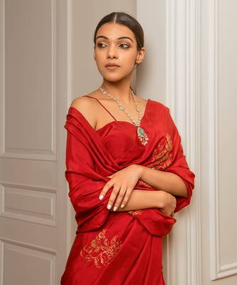 Burnt Red Silk Saree 6