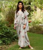 Laurel Green Peplum Saree & Pants