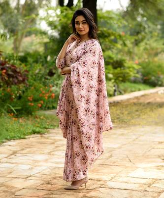 Carnation Pink Saree Dress 2