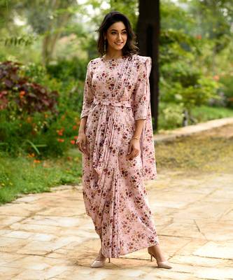 Carnation Pink Saree Dress 3