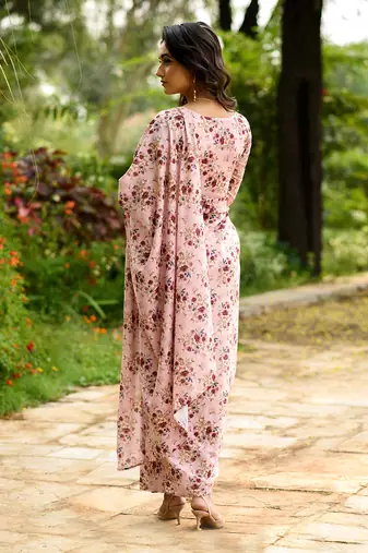 Carnation Pink Saree Dress