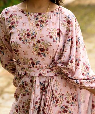 Carnation Pink Saree Dress 5