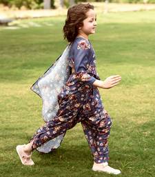 Persian Blue Dhoti Saree & Top Kids