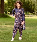 Persian Blue Dhoti Saree & Top Kids