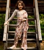Laurel Green Dhoti Saree & Top Kids