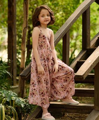 Carnation Pink Palazzo Jumpsuit Kids 1