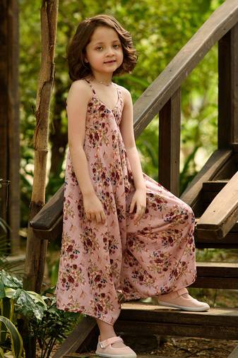 Carnation Pink Palazzo Jumpsuit Kids