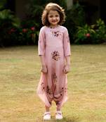 Carnation Pink Dhoti Jumpsuit Kids