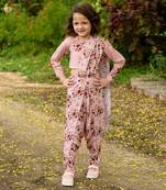 Carnation Pink Dhoti Saree & Top Kids