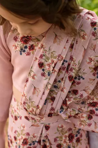 Carnation Pink Dhoti Saree & Top Kids