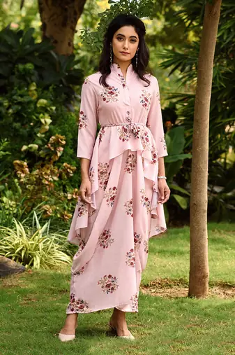 Carnation Pink Dhoti Kurti Dress