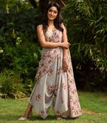 Laurel Green Palazzo Jumpsuit With A Detachable Laurel Green Dupatta