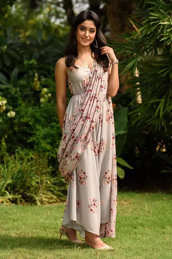 Laurel Green Palazzo Jumpsuit With A Detachable Laurel Green Dupatta