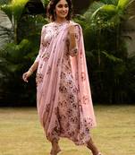Carnation Pink Palazzo Jumpsuit With A Detachable Carnation Pink Dupatta