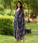 Persian Blue Palazzo Jumpsuit With A Detachable Persian Blue Dupatta
