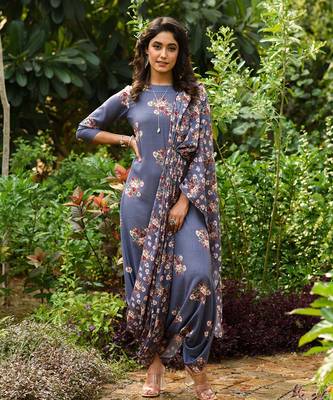 Persian Blue Dhoti Jumpsuit With A Detachable Persian Blue Dupatta 1
