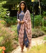 Persian Blue Dhoti Jumpsuit With A Detachable Carnation Pink Dupatta