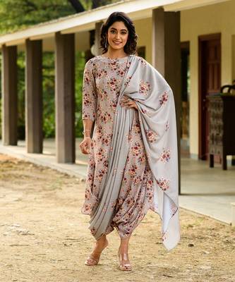 Laurel Green Dhoti Jumpsuit With A Detachable Laurel Green Dupatta 1