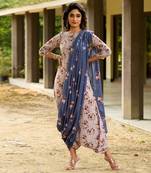 Laurel Green Dhoti Jumpsuit With A Detachable Persian Blue Dupatta