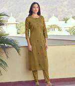 Golden embroidered silk salwar