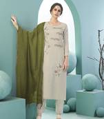 Cream embroidered cotton salwar