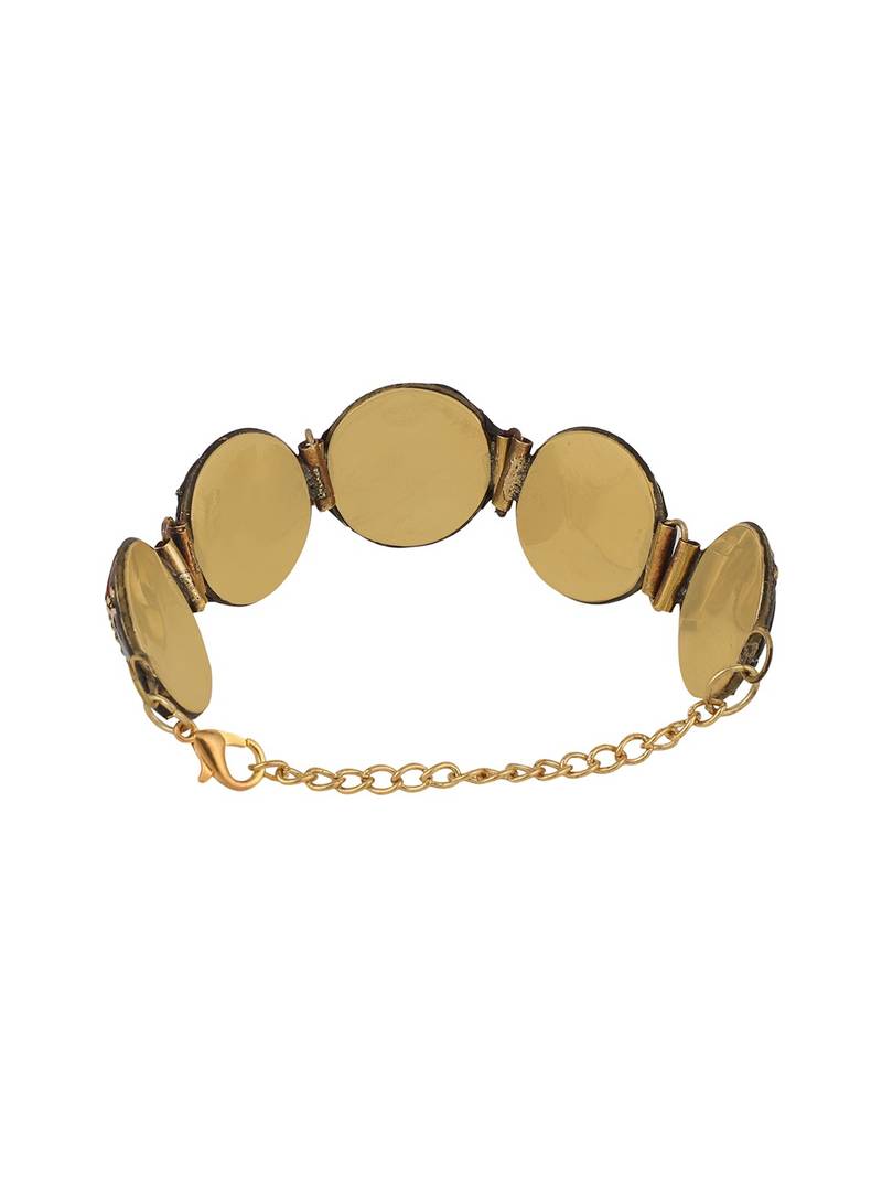 Statement Gold plated Round Shaped Multicolor Chips Studded Lobster Lock Bracelet for Girls and Women