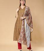 Gold printed silk blend salwar