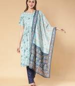 Light-blue printed rayon salwar